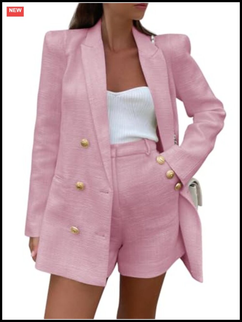 Tweed 2 Piece Blazer Shorts Set for Women Business Work Outfit